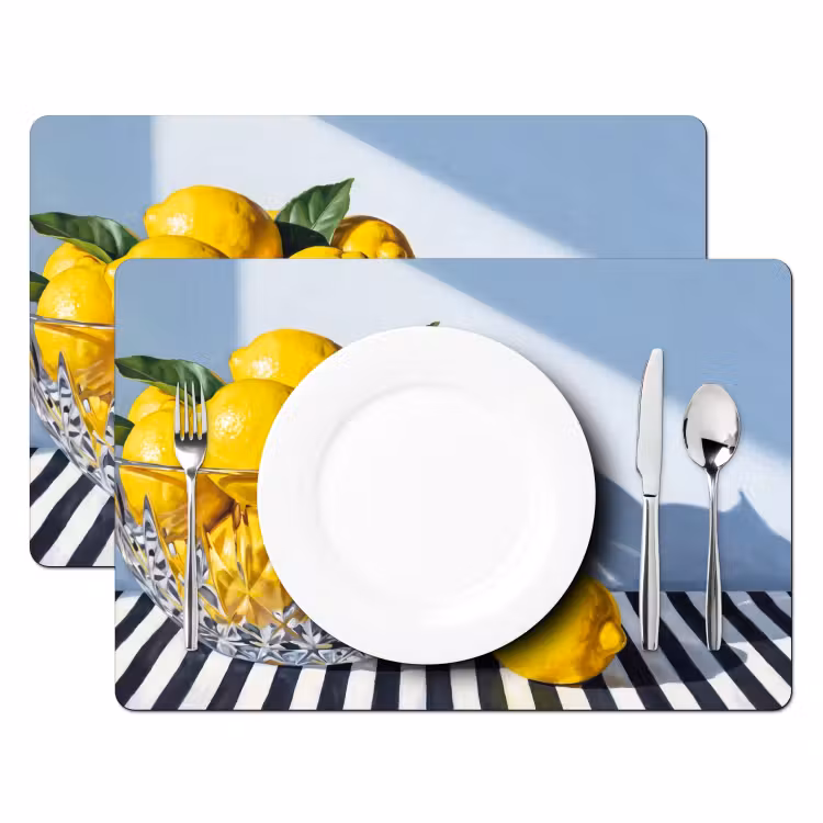 Placemat - 6 pieces - Lemons - Fruit - Yellow - Citroenen - Fruit - Geel Placemat vinyl groot