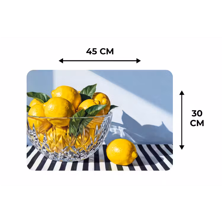 Placemat - 6 pieces - Lemons - Fruit - Yellow - Citroenen - Fruit - Geel Placemat vinyl groot