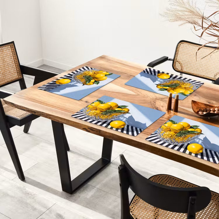 Placemat - 6 pieces - Lemons - Fruit - Yellow - Citroenen - Fruit - Geel Placemat vinyl groot