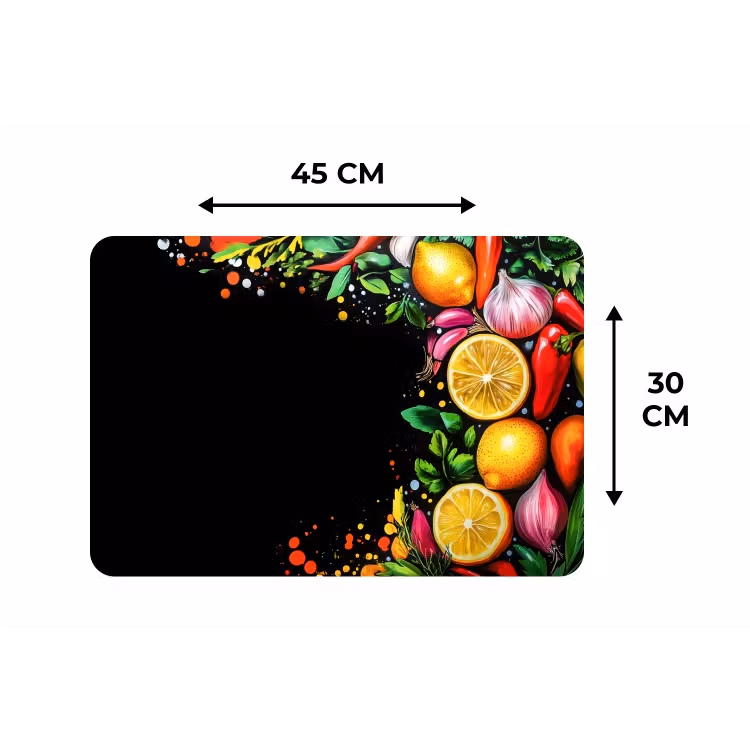 Citroenen - Peper - Kruiden - Graffiti - Verf - Abstract Placemat vinyl groot -specs