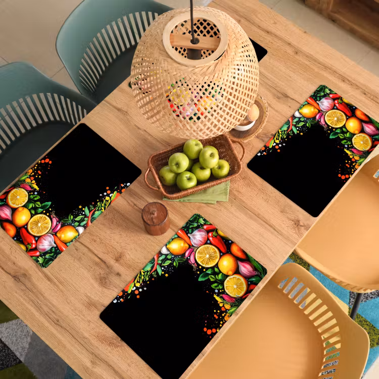 Citroenen - Peper - Kruiden - Graffiti - Verf - Abstract Placemat vinyl groot -zzsfeer5_Kitchenyeah-website
