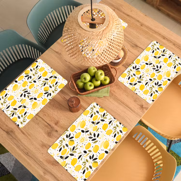 Citroenen - Geel - Wit - Stippen Placemat vinyl groot 368 -zzsfeer5_Kitchenyeah-website