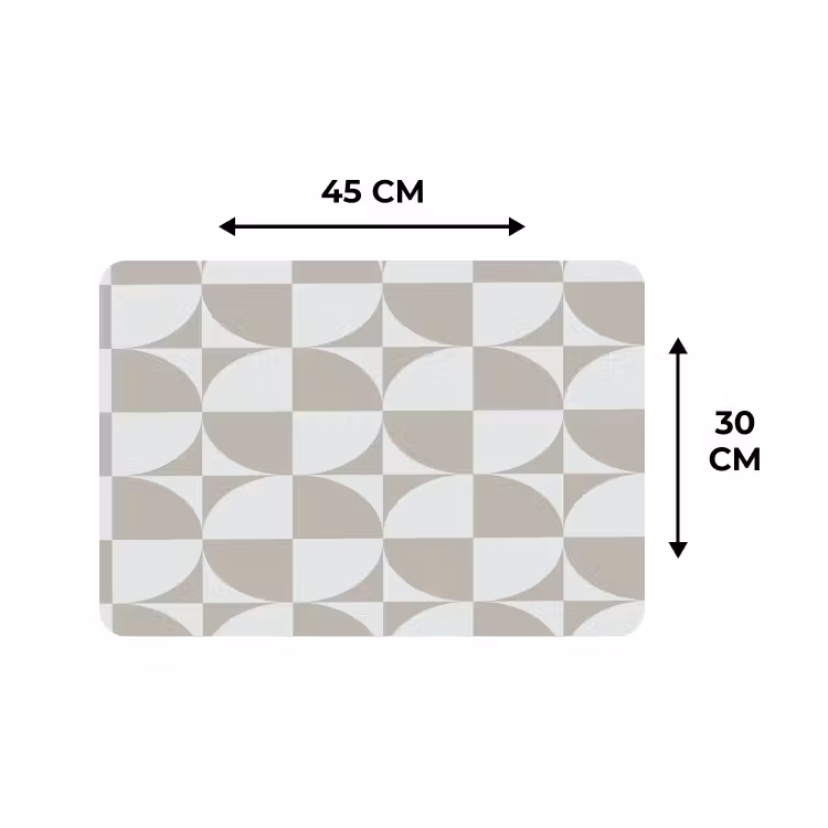Lichtgrijs - Wit - Vierkant - Rond Placemat vinyl groot 368 -specs