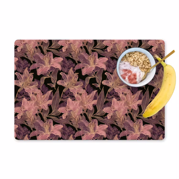 Lelies - Patroon - Paars - Goud Placemat vinyl groot 368 -zzzproduct_Kitchenyeah-website