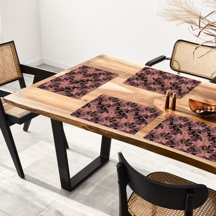 Lelies - Patroon - Paars - Goud Placemat vinyl groot 368 -zzsfeer4_Kitchenyeah-website