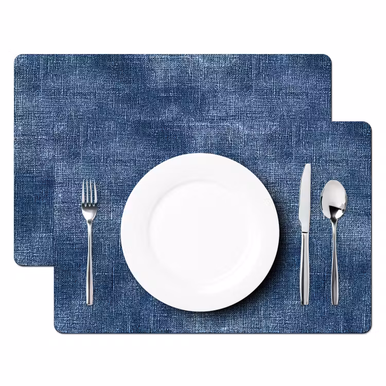 Linnen - Textuur - Patroon - Denim - Rustiek Placemat vinyl groot 368 -zzsfeer2_Kitchenyeah-website