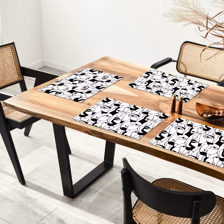 Lijnen - Gezichten - Zwart - Wit Placemat vinyl groot 368 -zzsfeer4_Kitchenyeah-website