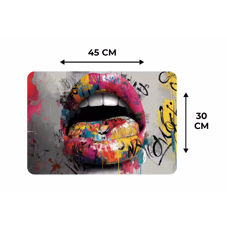 Lippen - Graffiti - Expressief Placemat vinyl groot -specs