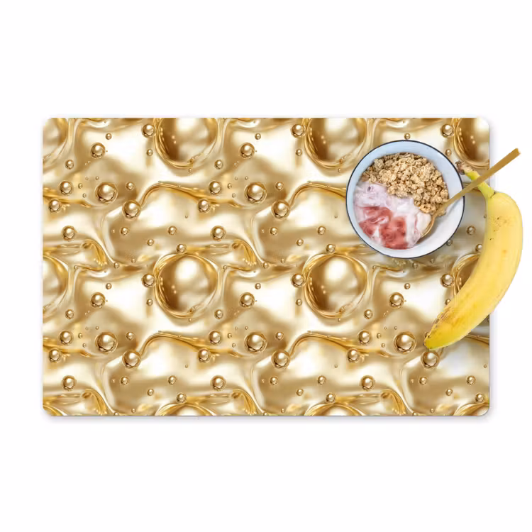 Vloeibaar - Druppels - Goud Placemat vinyl groot 368 -zzzproduct_Kitchenyeah-website
