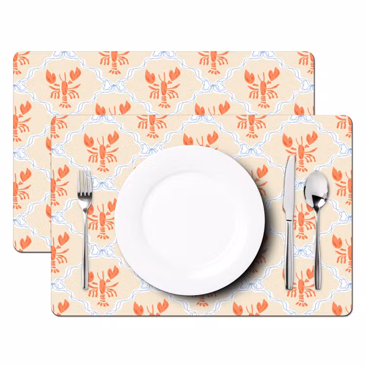Zee - Kreeft  - Blauw - Geel - Oranje Placemat vinyl groot 368 -zzsfeer2_Kitchenyeah-website