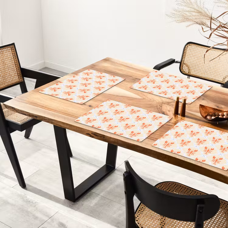 Zee - Kreeft  - Blauw - Geel - Oranje Placemat vinyl groot 368 -zzsfeer4_Kitchenyeah-website