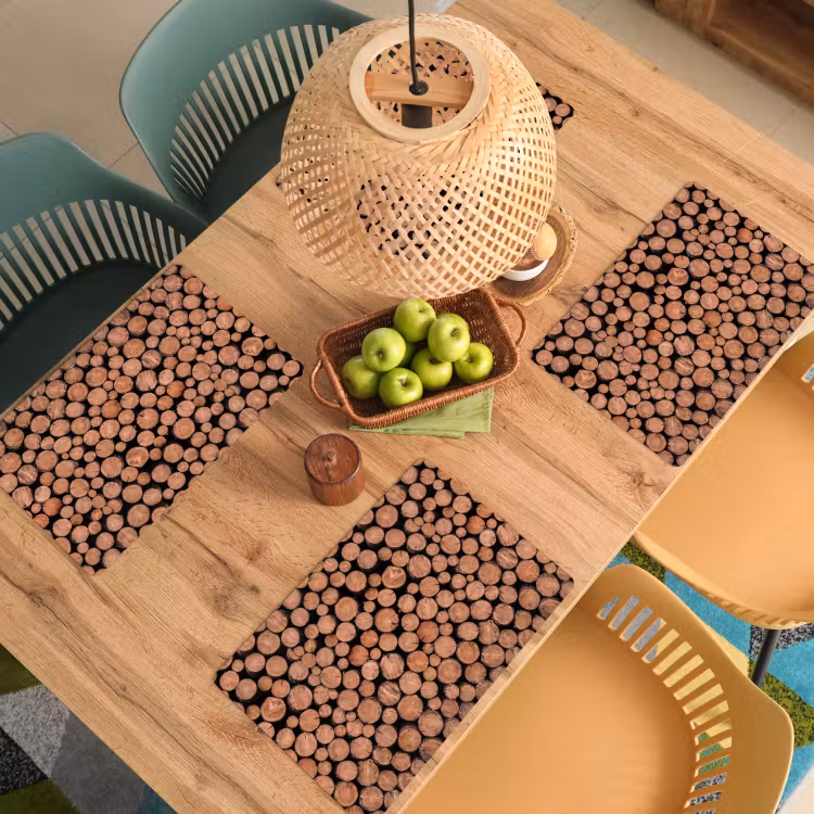 Houtblokken - Textuur - Patroon - Bruin - Rustiek Placemat vinyl groot -zzsfeer5_Kitchenyeah-website