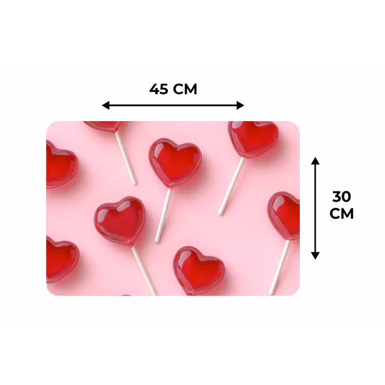 Lollies - Hartjes - Roze Placemat vinyl groot -specs