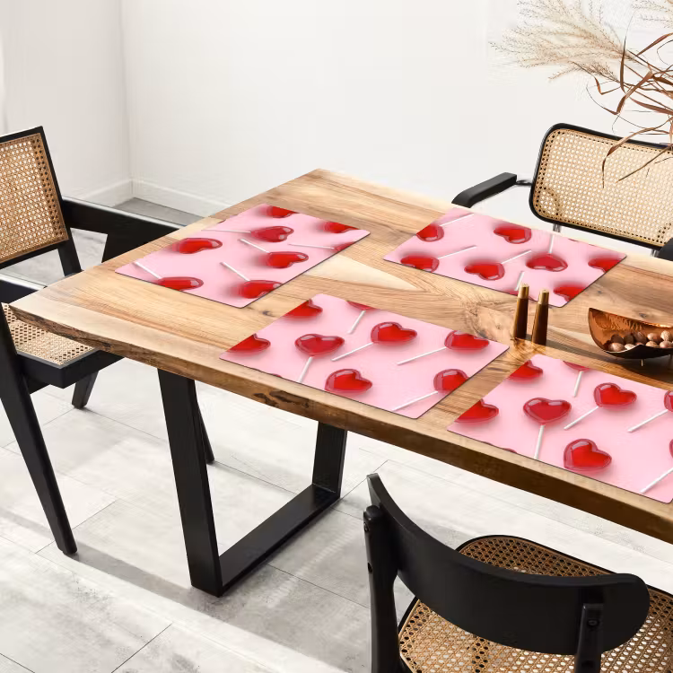 Lollies - Hartjes - Roze Placemat vinyl groot -zzsfeer4_Kitchenyeah-website
