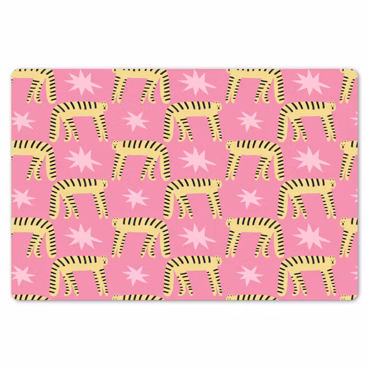 Langbenige -Tijgerkatten - Roze - Sterren Placemat vinyl groot 368 -zzsfeer1_Kitchenyeah-website