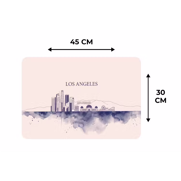 Los Angeles - Skyline - Architectuur - Aquarel - Blauw Placemat vinyl groot -specs