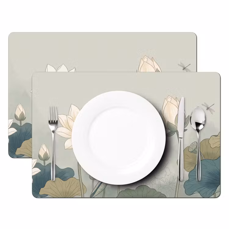 Lotus - Bloemen - Groen Placemat vinyl groot -zzsfeer2_Kitchenyeah-website