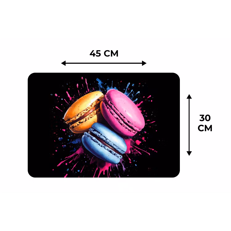 Macarons - Dessert - Graffiti - Kleurrijk - Roze - Blauw - Geel Placemat vinyl groot -specs