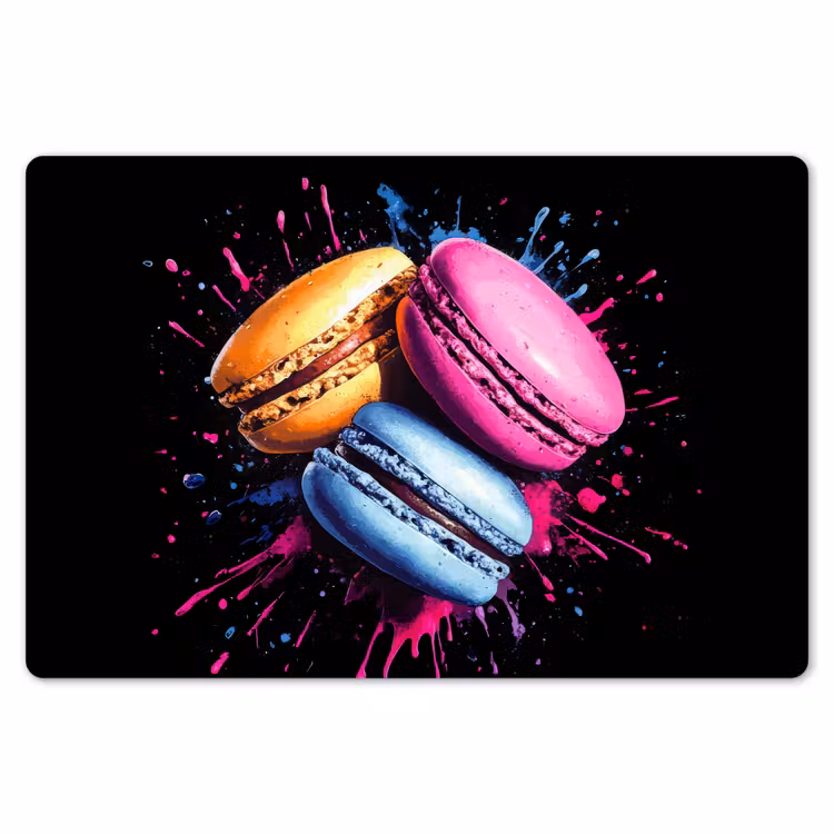 Macarons - Dessert - Graffiti - Kleurrijk - Roze - Blauw - Geel Placemat vinyl groot -zzsfeer1_Kitchenyeah-website