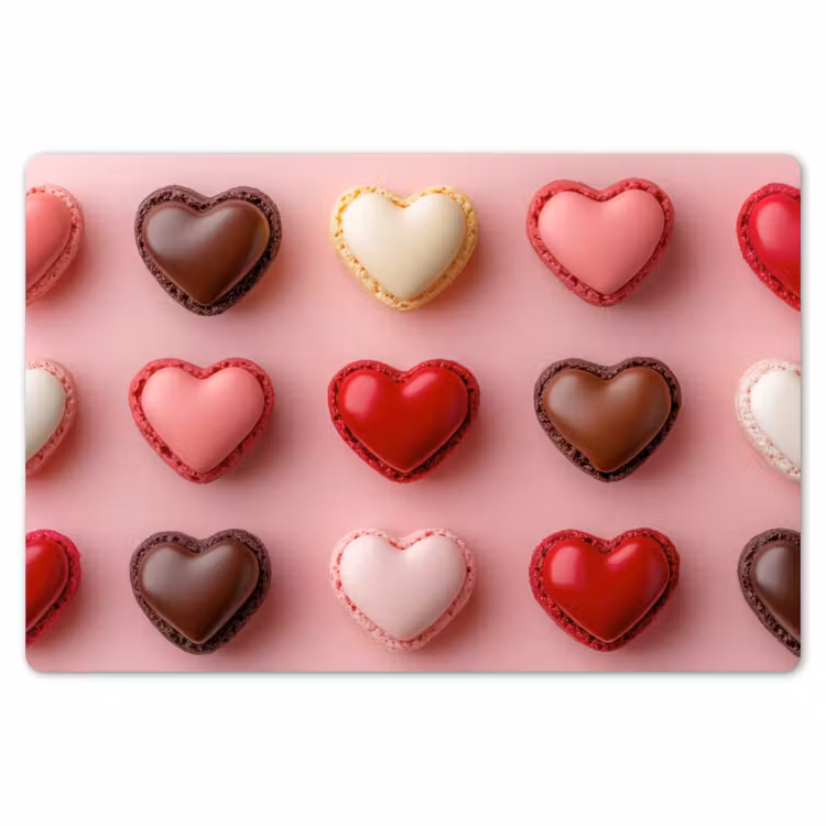 Macarons - Hartjes - Kleurrijk - Roze Placemat vinyl groot -zzsfeer1_Kitchenyeah-website