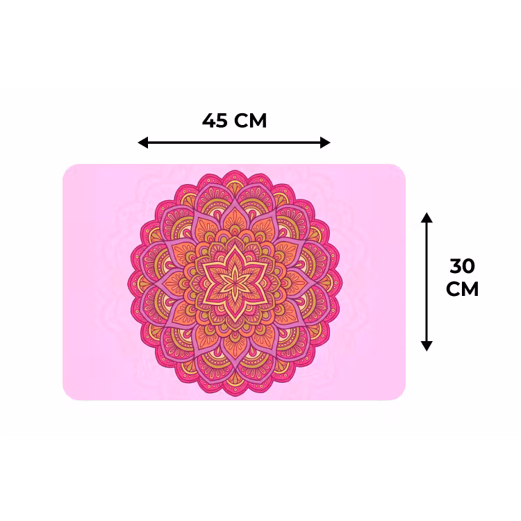 Mandala - Cirkel - Spiritueel - Oosters - Roze Placemat vinyl groot -specs