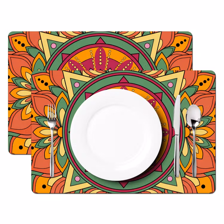 Mandala - Bloemen - Abstract - Kleurrijk Placemat vinyl groot -zzsfeer2_Kitchenyeah-website