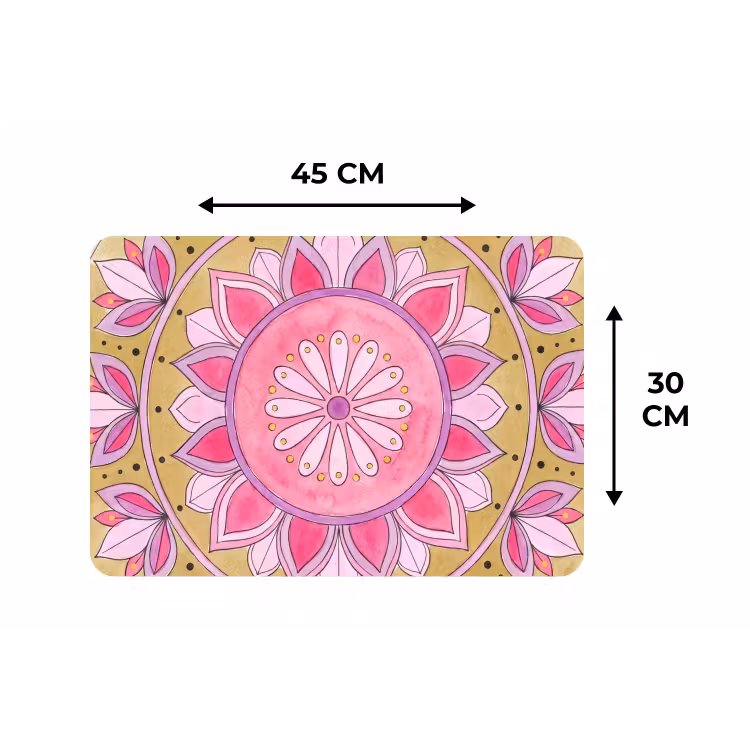 Mandala - Patroon - Kunst - Aquarel - Roze Placemat vinyl groot -specs