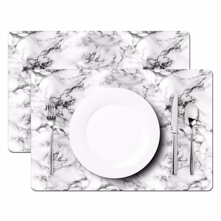 Marmer - Zwart - Dramatisch - Wit Placemat vinyl groot 368 -zzsfeer2_Kitchenyeah-website