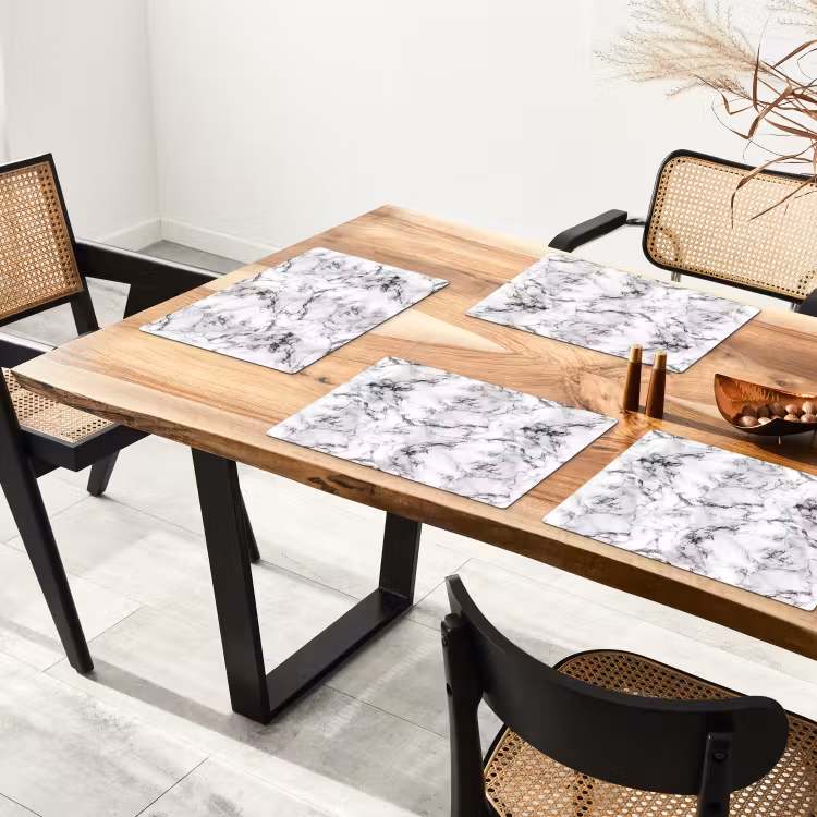 Marmer - Zwart - Dramatisch - Wit Placemat vinyl groot 368 -zzsfeer4_Kitchenyeah-website