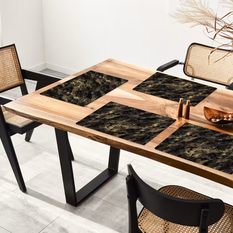 Marmer - Zwart - Goud Placemat vinyl groot 368 -zzsfeer4_Kitchenyeah-website