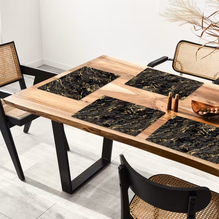 Marmer - Zwart - Goudstructuur Placemat vinyl groot 368 -zzsfeer4_Kitchenyeah-website