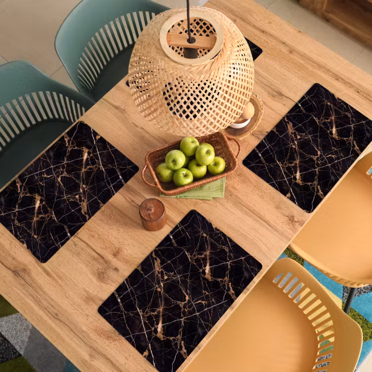 Marmer - Goud - Abstract - Zwart Placemat vinyl groot -zzsfeer5_Kitchenyeah-website