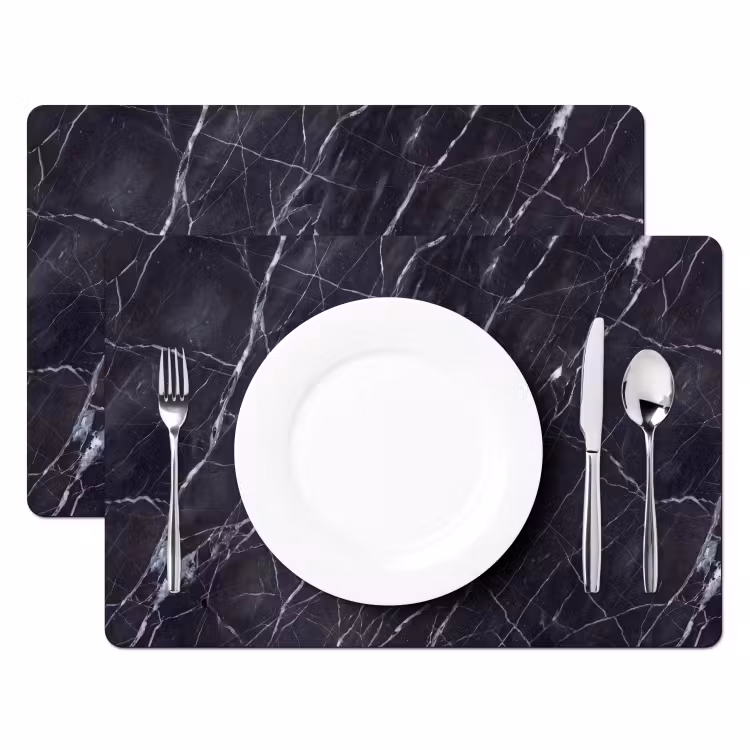 Marmer - Patroon - Modern - Zwart - Wit Placemat vinyl groot -zzsfeer2_Kitchenyeah-website