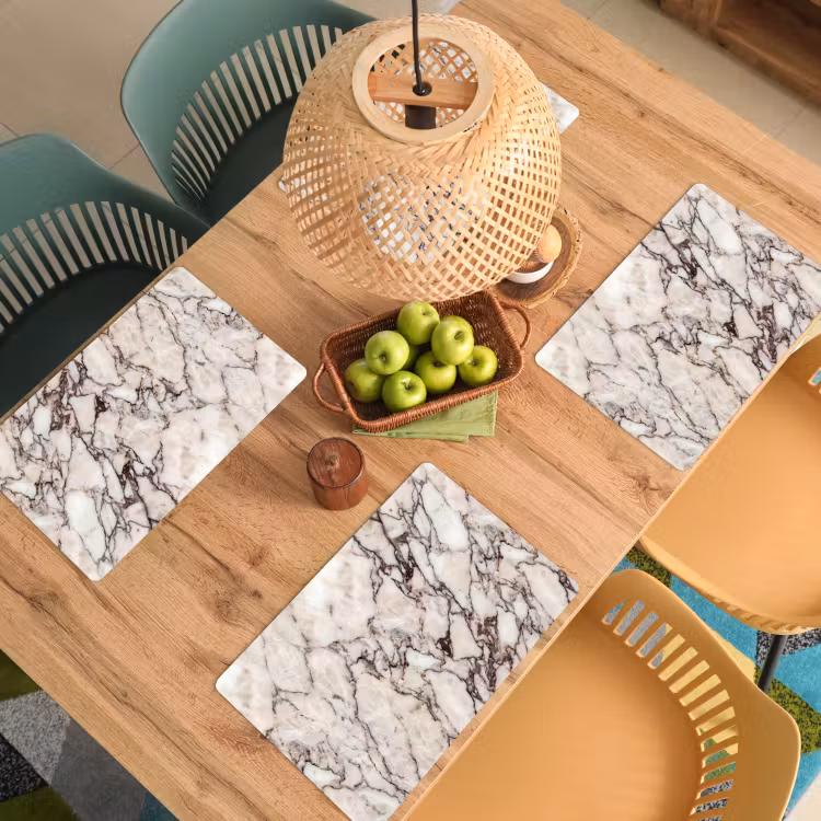 Marmer - Textuur - Abstract - Wit - Bruin Placemat vinyl groot -zzsfeer5_Kitchenyeah-website