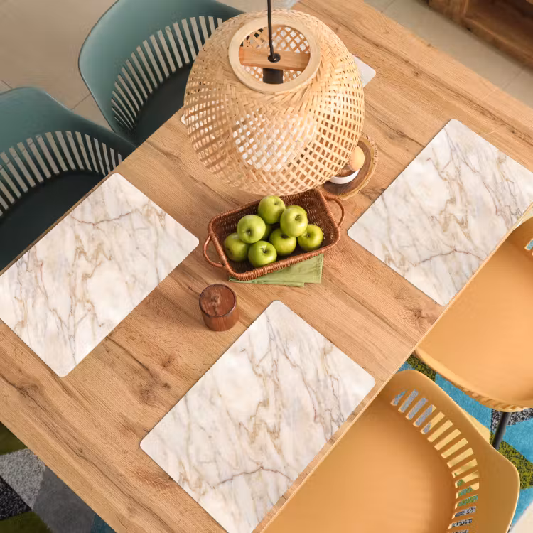 Marmer - Ader - Abstract - Wit - Goud Placemat vinyl groot -zzsfeer5_Kitchenyeah-website