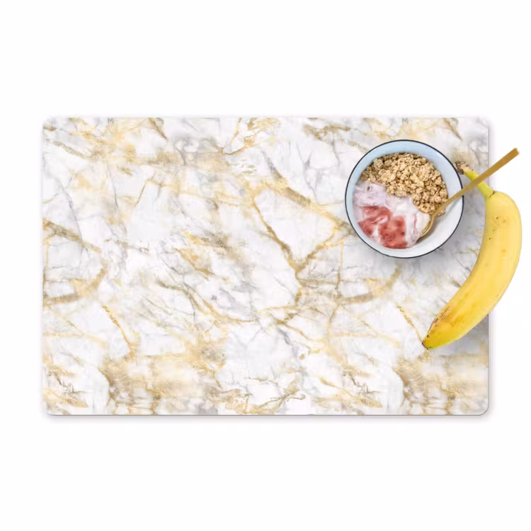 Marmer - Wit - Expressief - Goudaccenten Placemat vinyl groot 368 -zzzproduct_Kitchenyeah-website