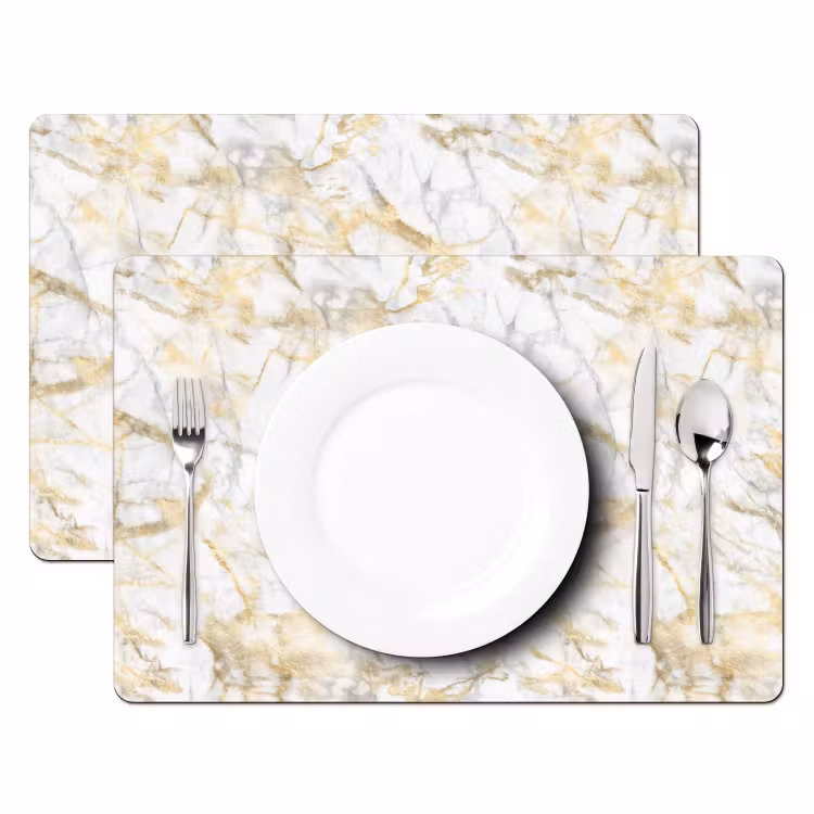 Marmer - Wit - Expressief - Goudaccenten Placemat vinyl groot 368 -zzsfeer2_Kitchenyeah-website