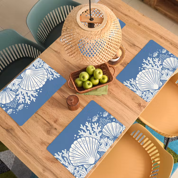 Zeeleven - Koraal - Schelp - Vis - Illustratie - Onderwater Placemat vinyl groot -zzsfeer5_Kitchenyeah-website