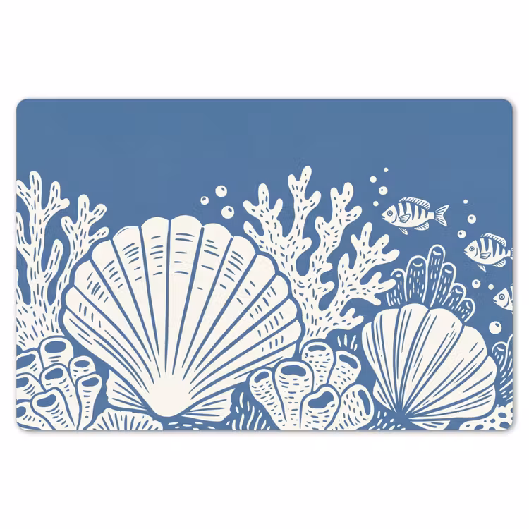 Zeeleven - Koraal - Schelp - Vis - Illustratie - Onderwater Placemat vinyl groot -zzsfeer1_Kitchenyeah-website