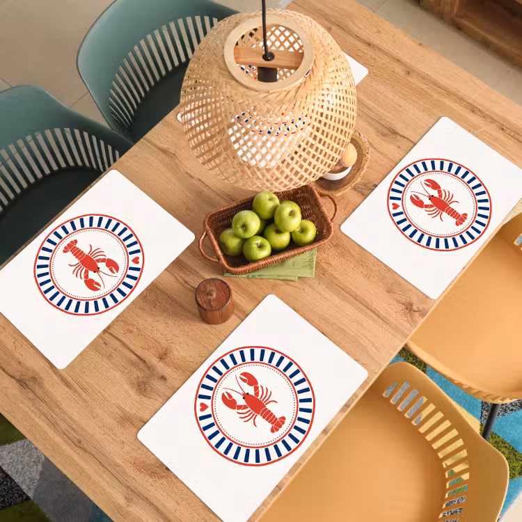 Zeeleven - Kreeft - Embleem - Grafisch - Rood Placemat vinyl groot -zzsfeer5_Kitchenyeah-website