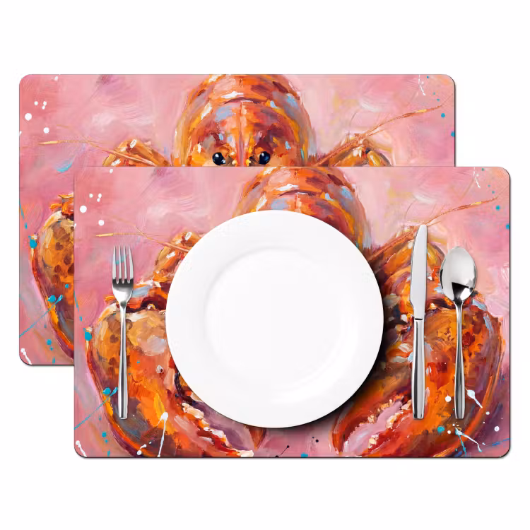 Zeeleven - Kreeft - Spatters - Abstract - Roze Placemat vinyl groot -zzsfeer2_Kitchenyeah-website