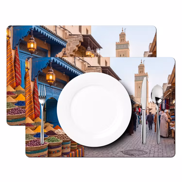 Placemat - 6 pieces - Market - Oriental - Colorful - Markt - Oosters - Kleurrijk Placemat vinyl groot
