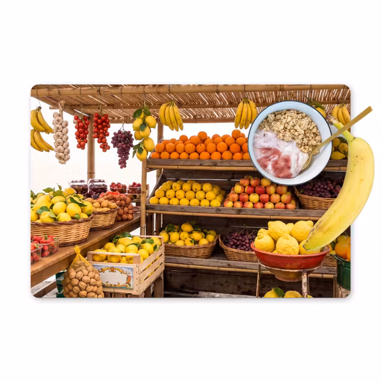 Placemat - 6 pieces - Market Stall - Fruit - Fresh - Marktkraam - Fruit - Vers Placemat vinyl groot