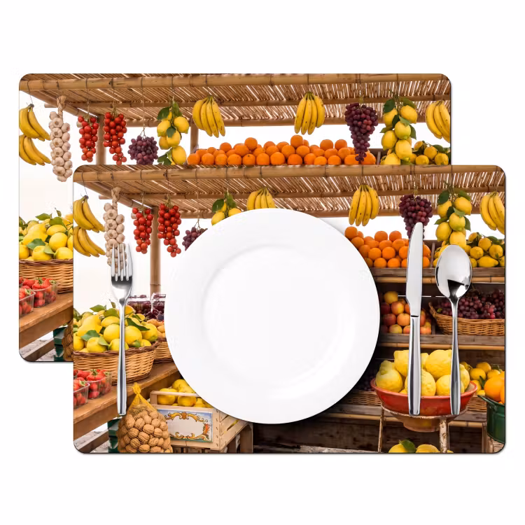 Placemat - 6 pieces - Market Stall - Fruit - Fresh - Marktkraam - Fruit - Vers Placemat vinyl groot