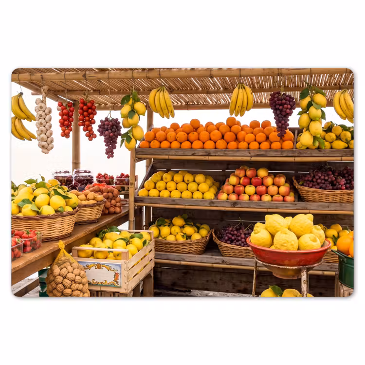 Placemat - 6 pieces - Market Stall - Fruit - Fresh - Marktkraam - Fruit - Vers Placemat vinyl groot