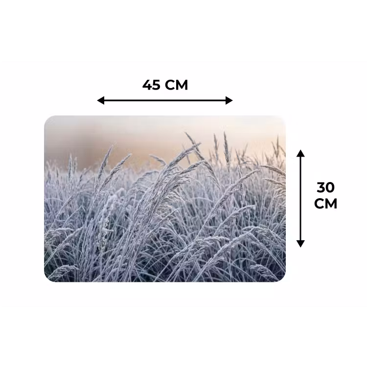 Rijp - Gras - Kristallen - Winter - Minimalistisch Placemat vinyl groot -specs