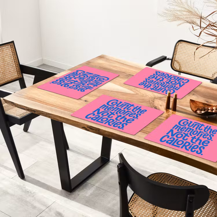 Memories - Roze - Blauw - Quote Placemat vinyl groot -zzsfeer4_Kitchenyeah-website