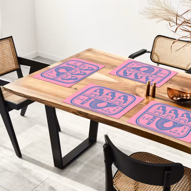 Meermin - Sardineblik - Illustratie - Roze - Retro Placemat vinyl groot -zzsfeer4_Kitchenyeah-website