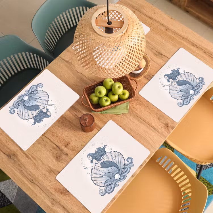 Zeemeermin - Schelp - Zee - Fantasie - Blauw Placemat vinyl groot -zzsfeer5_Kitchenyeah-website