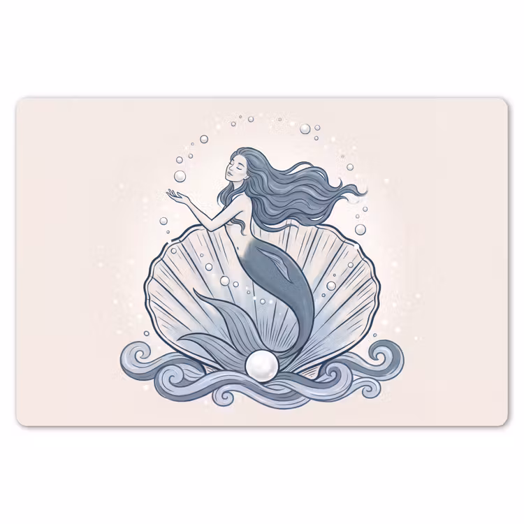 Zeemeermin - Schelp - Zee - Fantasie - Blauw Placemat vinyl groot -zzsfeer1_Kitchenyeah-website
